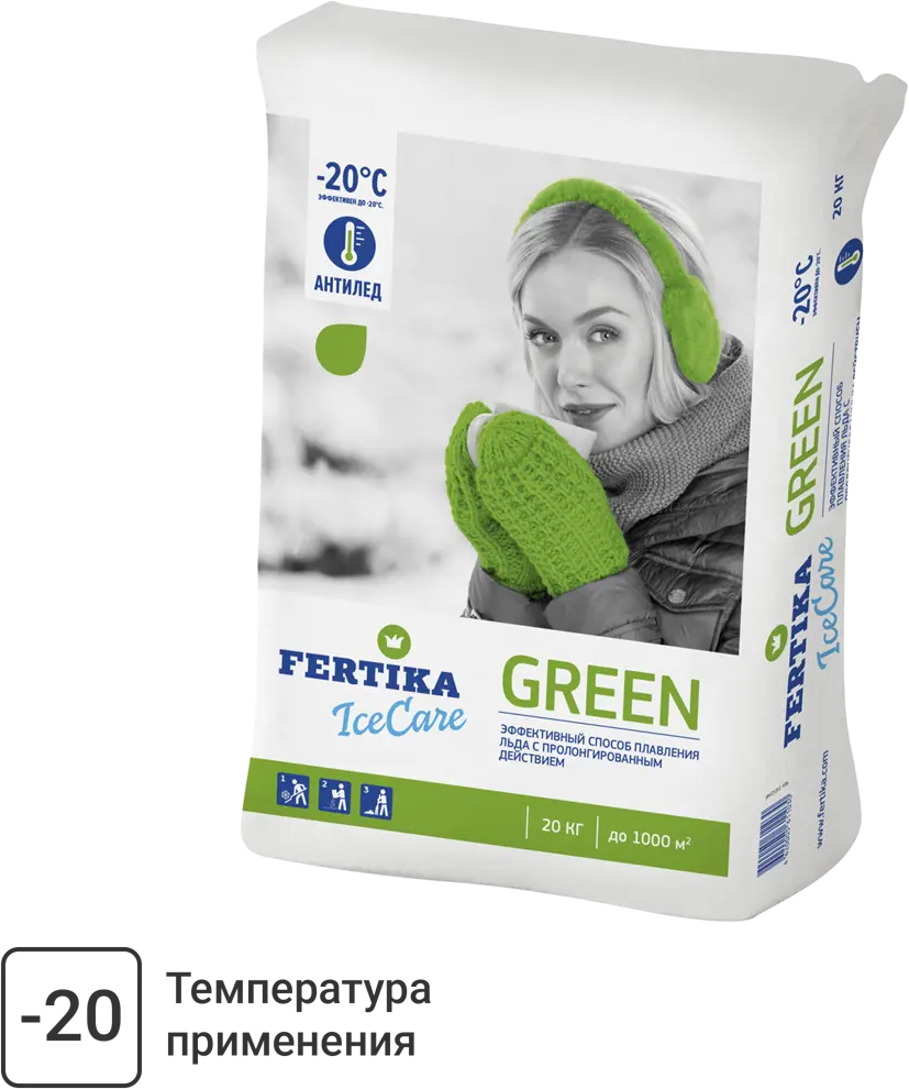 FERTIKA Ice Care Green — профессиональный противогололедный реагент 20 кг 18455863