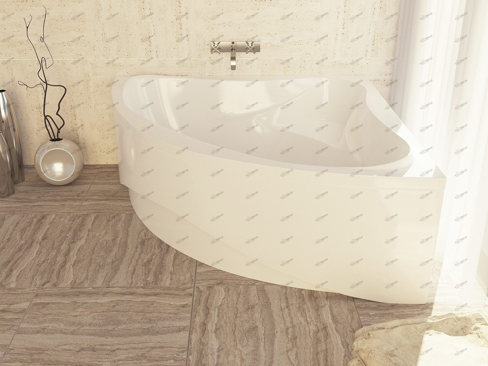 Ванна из мрамора Aquastone Флорида угловая FLORIDA135