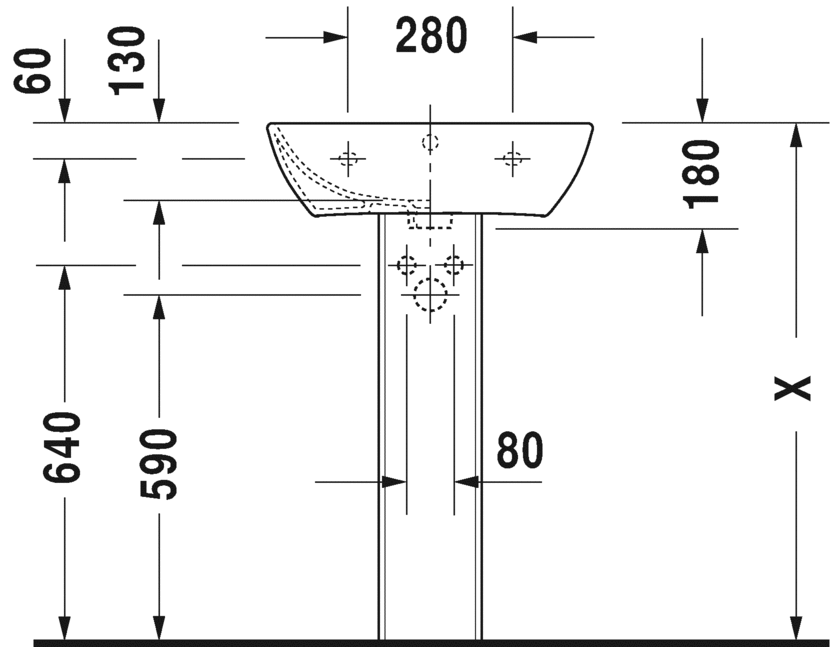 2335550030 Подвесная раковина настенная овальная Duravit ME BY STARCK - Вид №2