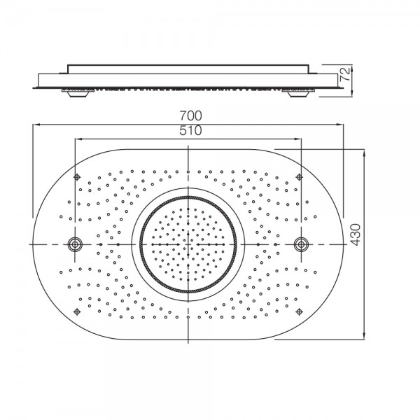 OSA-GRF-70023 Верхняя душевая лейка Rainjoy+ 704x434 мм Artize  Графит  - Вид №1