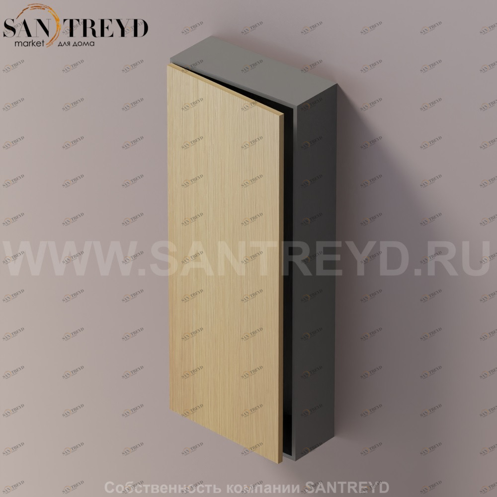 LIFT Модульный шкаф 100 см с левой дверью на доводчиках. Модули могут располагаться горизонтально и вертикально. Отделка: темно-серая краска и натуральный дуб. AMOB053RTLGSX Agape