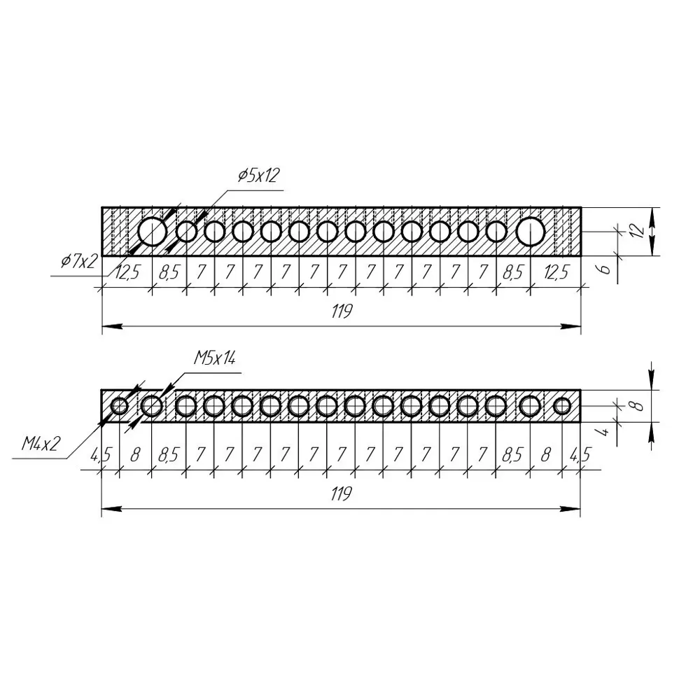 Шина соединительная EKF Proxima PEN 0-земля 14 отверстий 8x12 мм STLM-2022998 - Вид №1