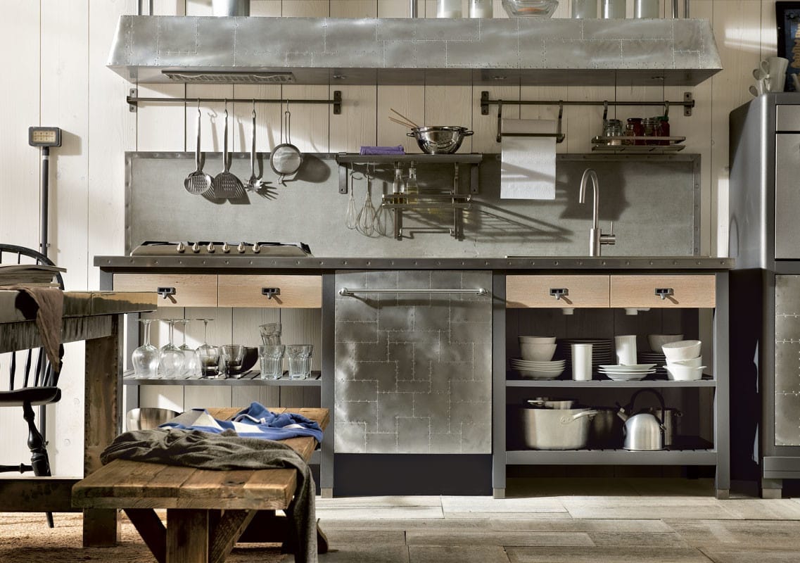 Секционная кухня из нержавеющей стали и дерева Marchi Cucine Vintage Style ARCH-00108156 - Вид №5