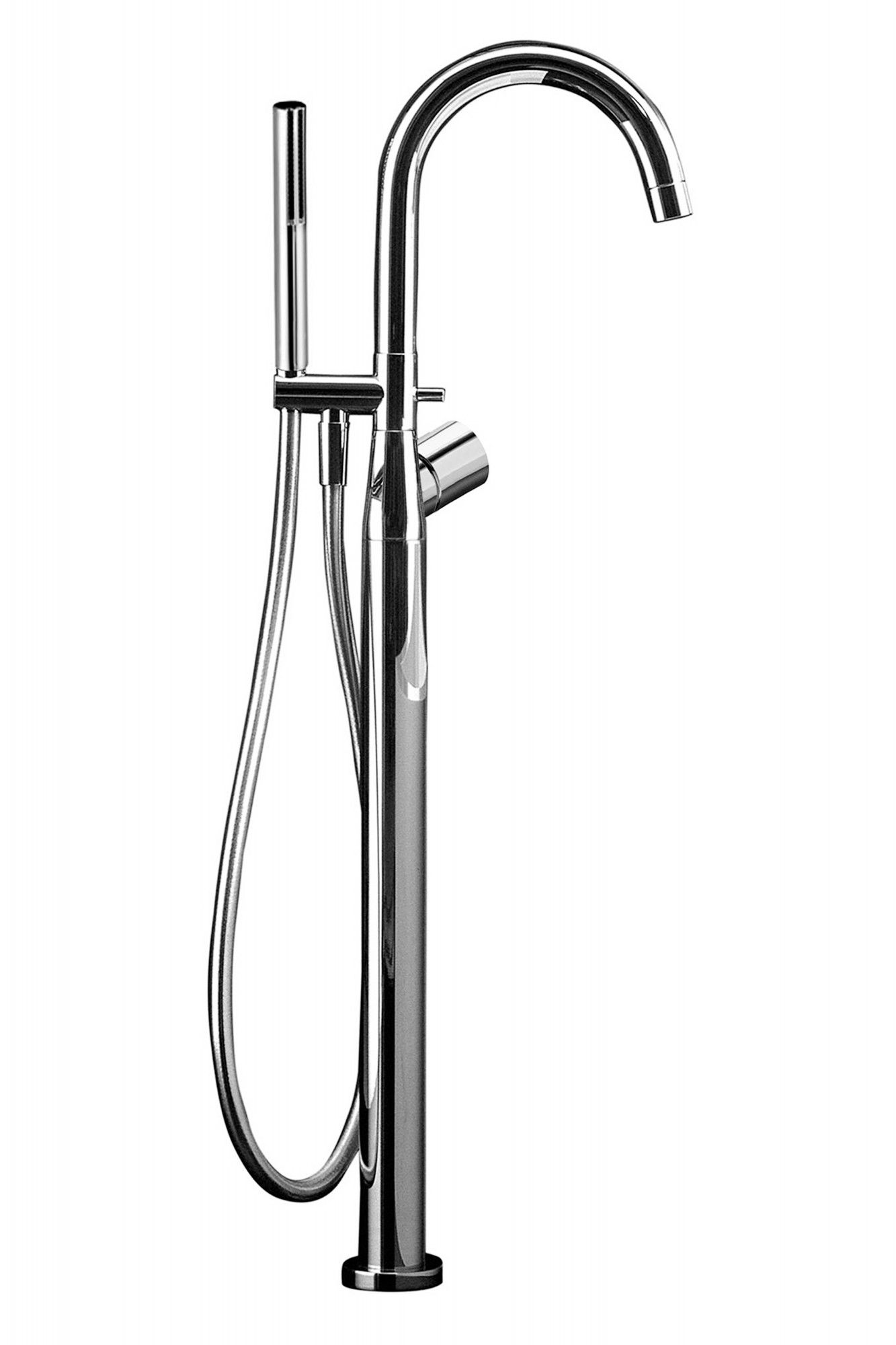 3780B+3380A  Напольный смеситель для ваннывылет 20 см ручка ручная лейка SUN держатель ручной лейки гибкий шланг 125 см ПВХ впуски 1/2'' напольный Fantini Rubinetti NOSTROMO