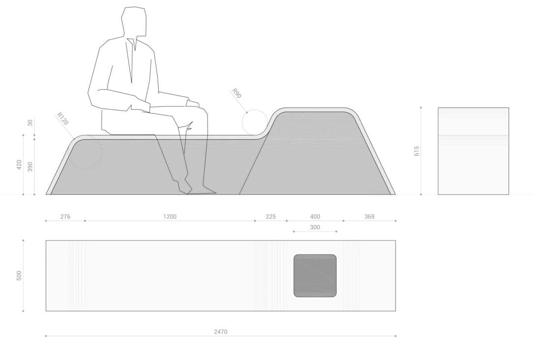 Скамейка с плантатором для общественных пространств из стали и бетона Viscio Urban Design Flow ARCH-00018453 - Вид №1