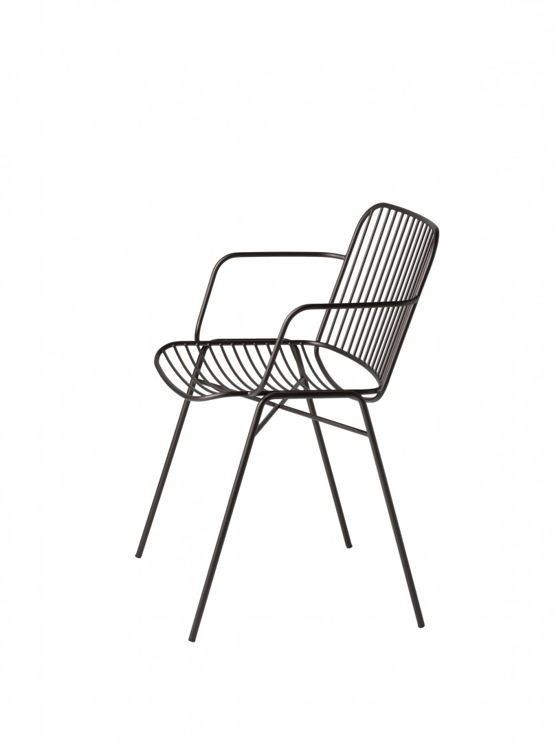 Shade 626 Стул с подлокотниками и стальным каркасом, 4 ножки. Сиденье и спинка в стальном каркасе. Et al. Shade