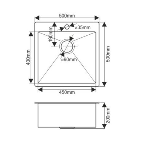 Мойка D5050HB MELANA ProfLine 3,0/200 ГРАФИТ врезная квадратная D5050HB D5050HB графит - Вид №1