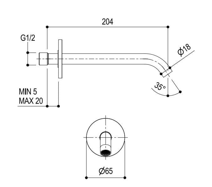 Настенный дозирующий носик Ritmonio диаметр 35 отпечатков пальцев ARCH-00106615 - Вид №1