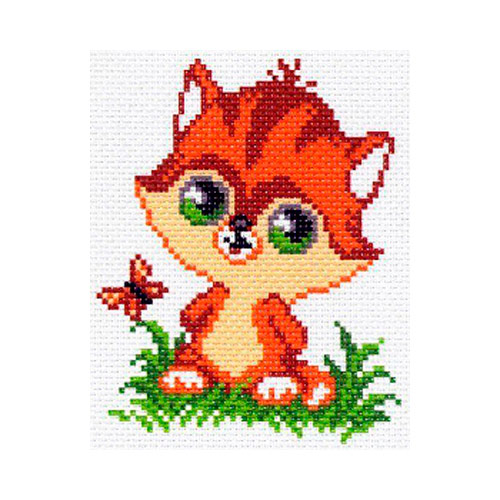 1484 Канва/ткань с рисунком Рисунок на канве 16 см х 20 см "Рыжик" Матренин посад 