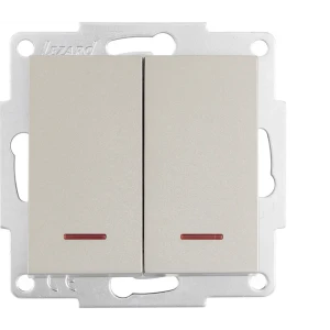 Выключатель Lezard Vesna встраиваемый, 2 клавиши, цвет титан 87103839