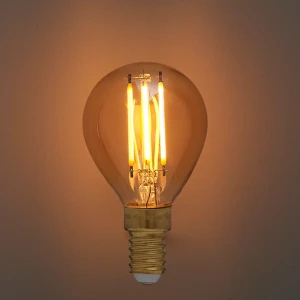 Лампа светодиодная филаментная Volpe G45 E14 210 В 5 Вт шар золотой 470 лм, теплый белый свет