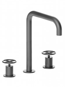 P007W  Смеситель для раковины на 3 отверстиявылет 18,2 см ручки ограничитель потока воды до 5 л/мин при 3 бар картридж керамический 90° подводка без донного клапана Fantini FONTANE BIANCHE