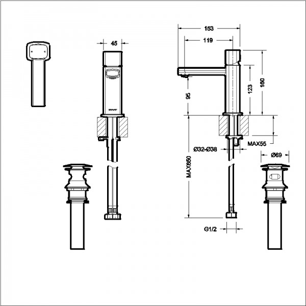 Смеситель для умывальника (белый) RAEL F199153WM bravat - Вид №1