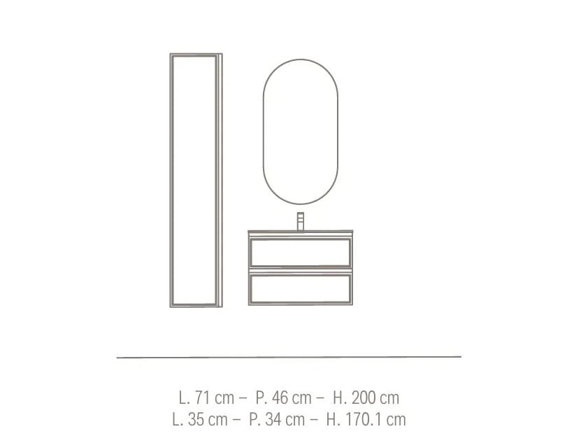Подвесной умывальник с ящиками и встроенной раковиной BMT Everyday ARCH-00084806 - Вид №2