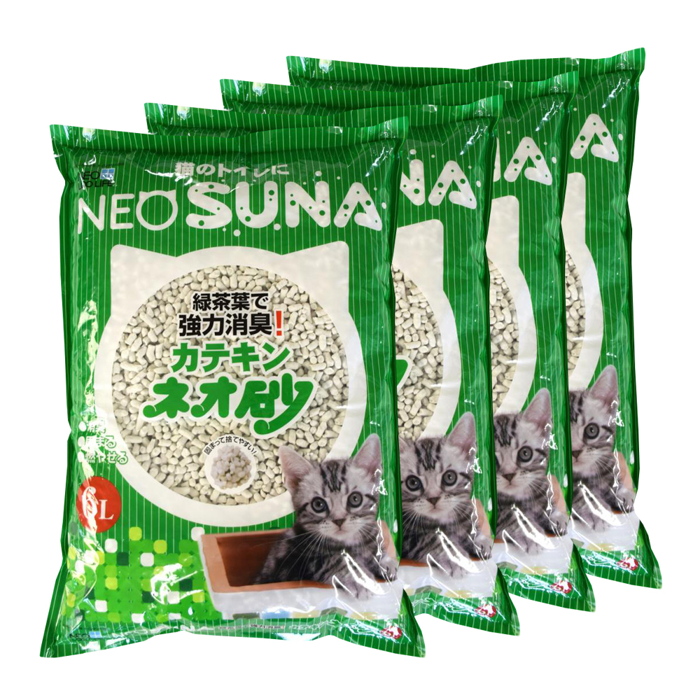 ПР0044251*4 Наполнитель для кошачьего туалета комкующийся, с экстрактом зеленого чая 6л (упаковка - 4 шт) NEO LOO LIFE 
