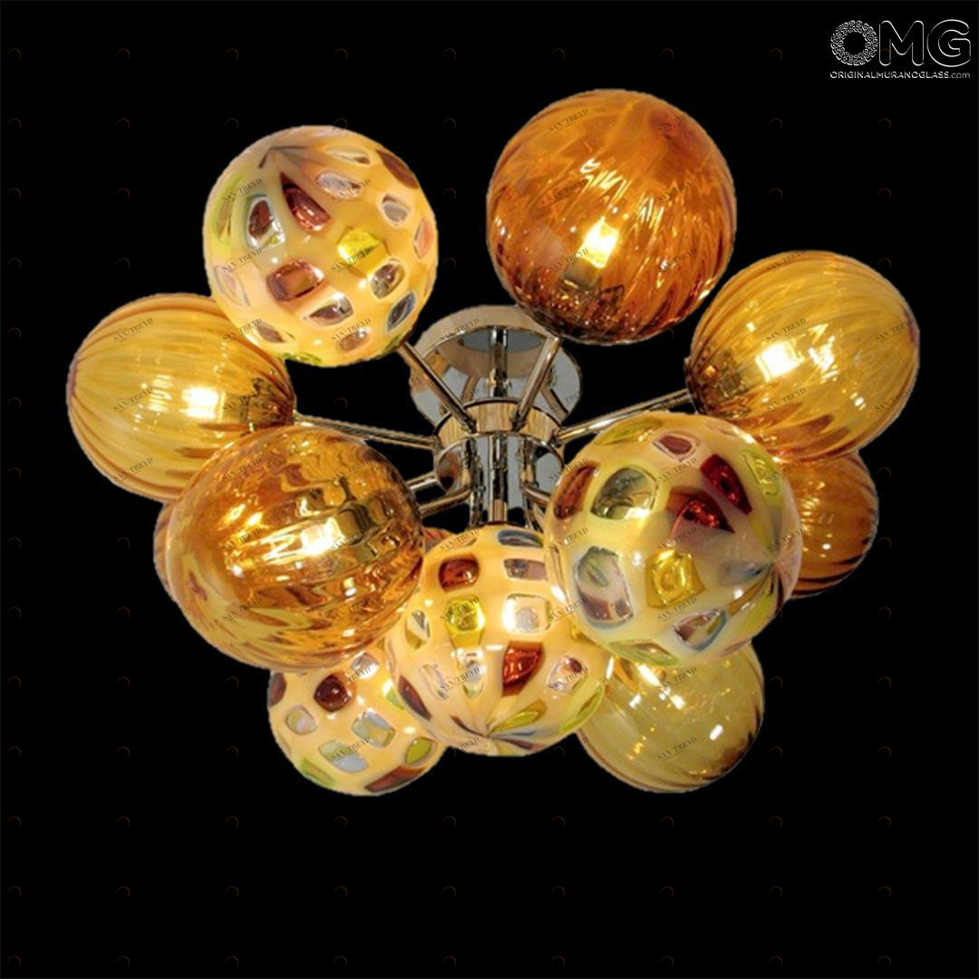 2671 ORIGINALMURANOGLASS Потолочный светильник Atmosphera - в янтарных оттенках - муранское стекло OMG 55 см 