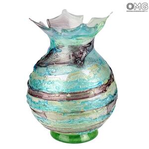 2742 ORIGINALMURANOGLASS Ваза Nature Druid - сбруффи - аквамарин - Original Murano Glass OMG 21 см
