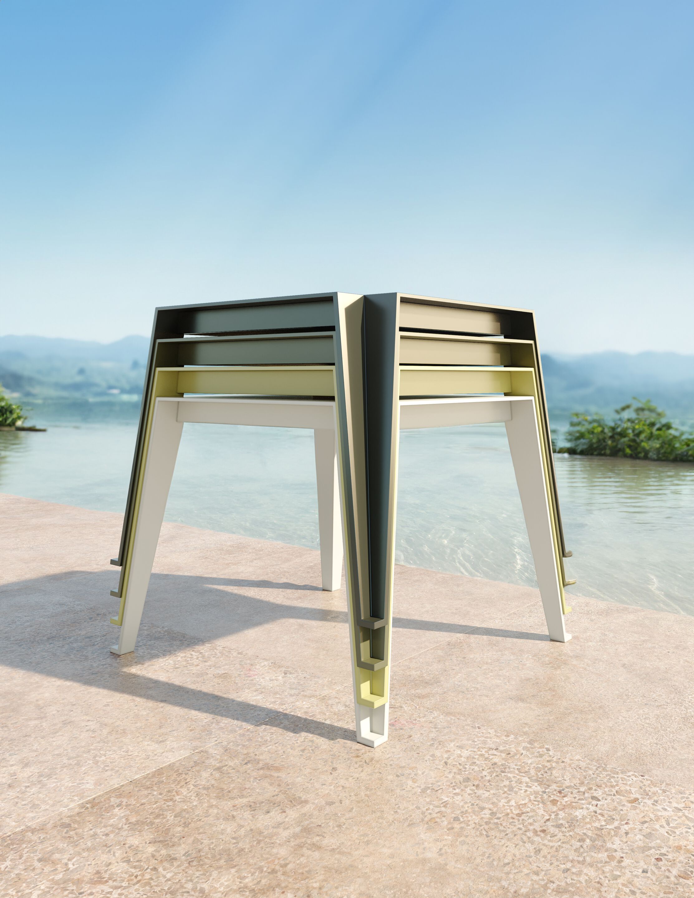 Алюминиевый штабелируемый прямоугольный журнальный столик Walters Avant ARCH-00143540 - Вид №4