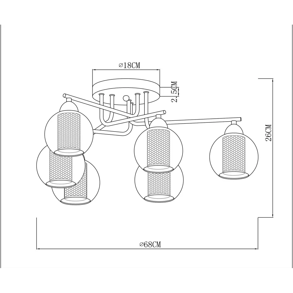 Arte Lamp Manchester — потолочная люстра с 6 плафонами для современного интерьера 89364898 STLM-0924365 - Вид №9