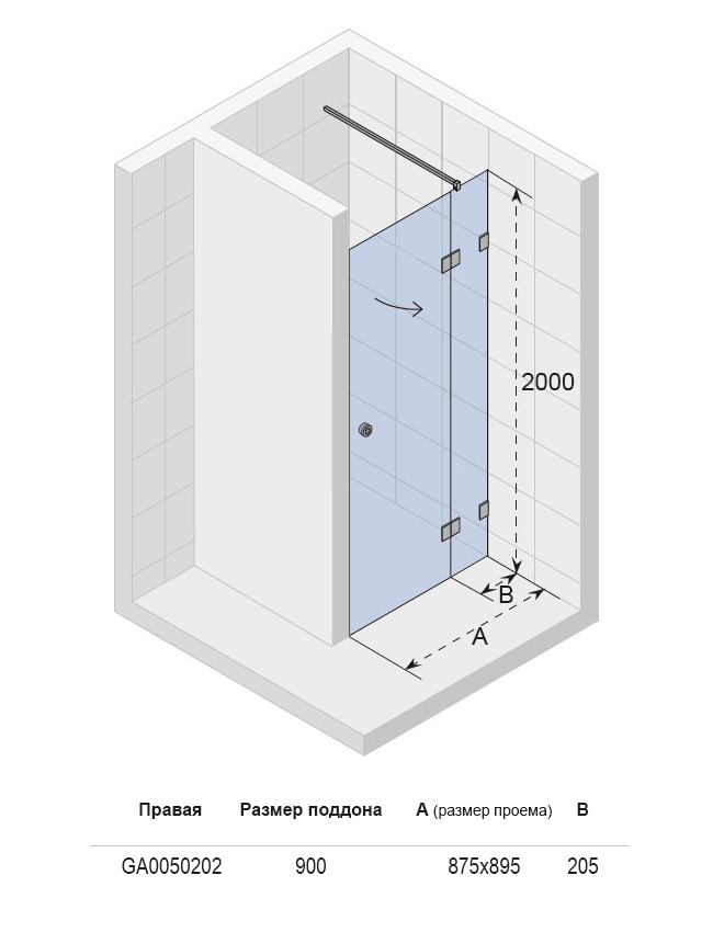 GA0050201 Душевая дверь Riho Artic Santreyd - Вид №3