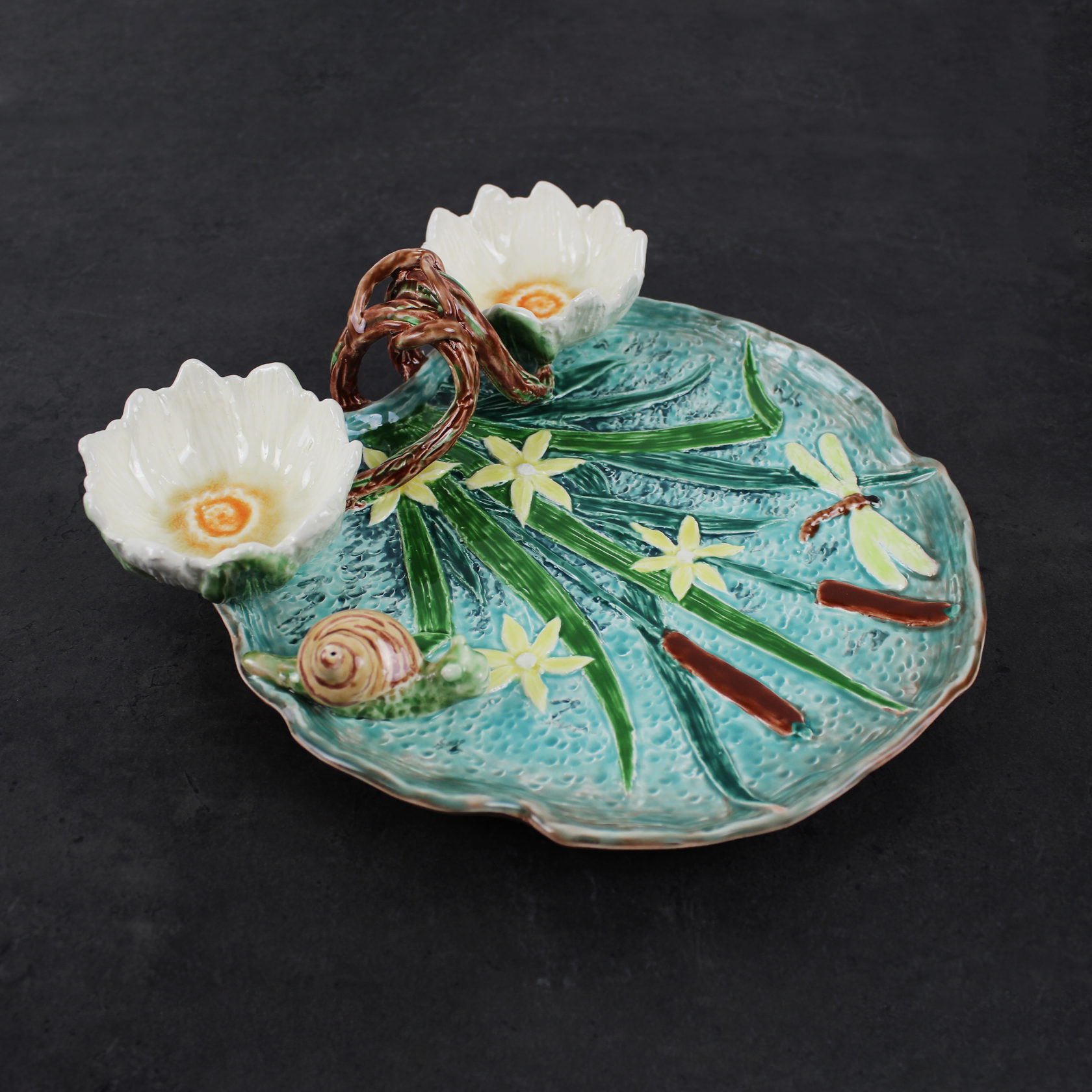 Блюдо для закусок (с двумя кувшинками) Синий PROVANSFAIENCE sun-id-994728 - Вид №5