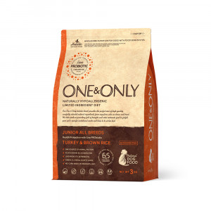 ПР0058525 Корм для собак Индейка с рисом для юниоров всех пород сух. 3кг ONE&ONLY