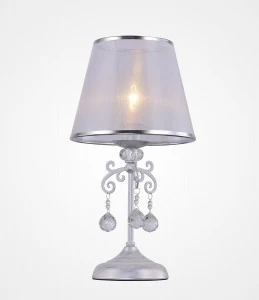 Настольная лампа с подвесками и абажуром серебро Neve 2012-501 RIVOLI ИНТЕРЬЕРНЫЕ 337402 Прозрачный;серебро