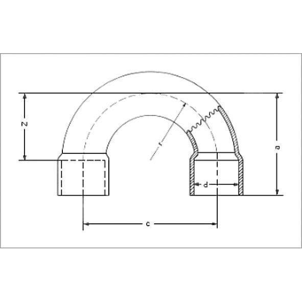 1506012 SANHA 5060 колено 180° ВП-ВП, медь 12 мм  - Вид №1