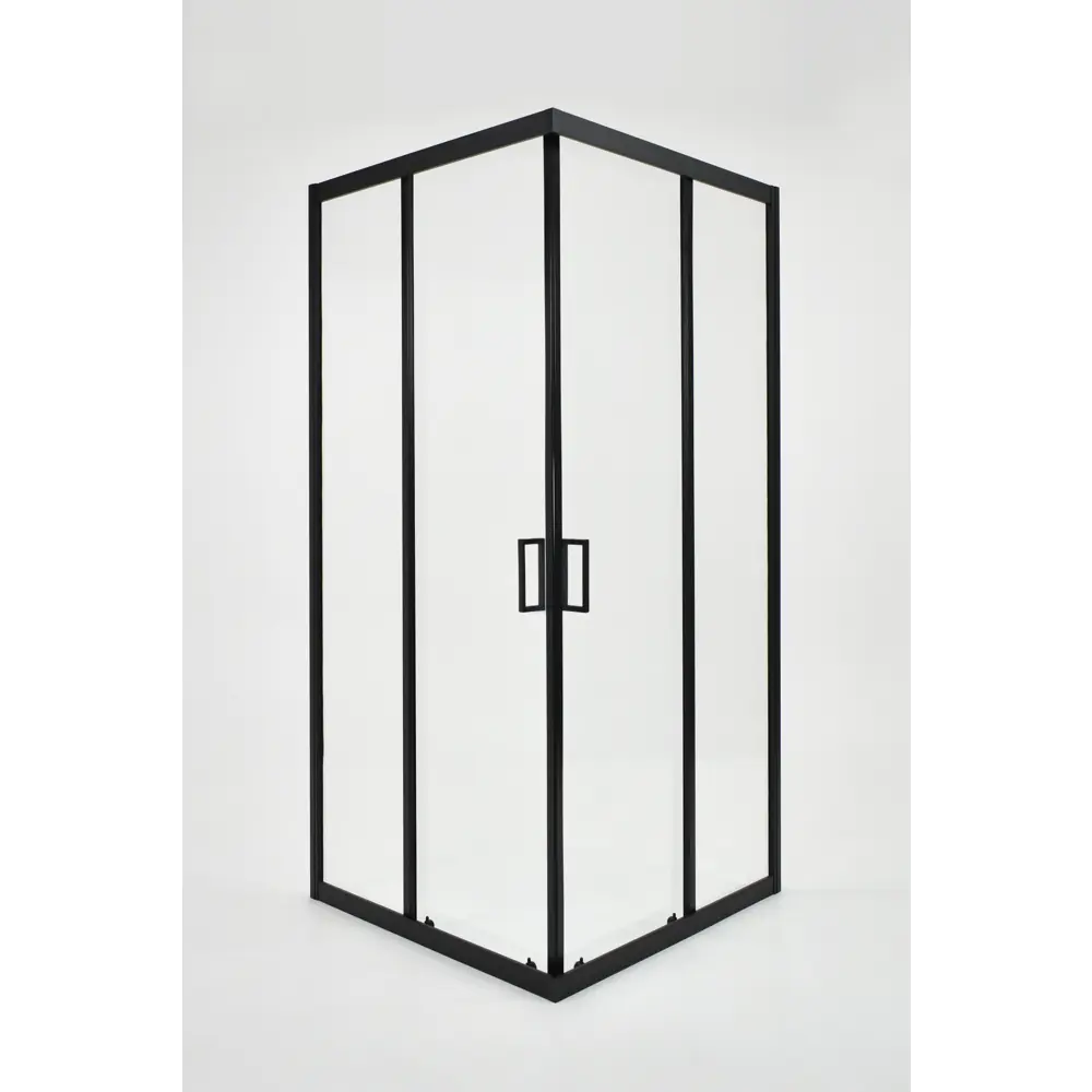 Душевая ширма Метакам Apart Black квадратная 90x90x185см цвет профиля черный раздвижная стекло 4мм прозрачное STLM-2206302 - Вид №2