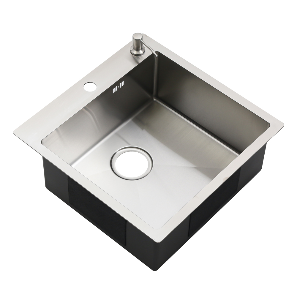 Мойка R5050H MELANA ProfLine 3,0/200 САТИН врезная квадратная в комплекте с дозатором MLN-R5050H+дозатор - Вид №3