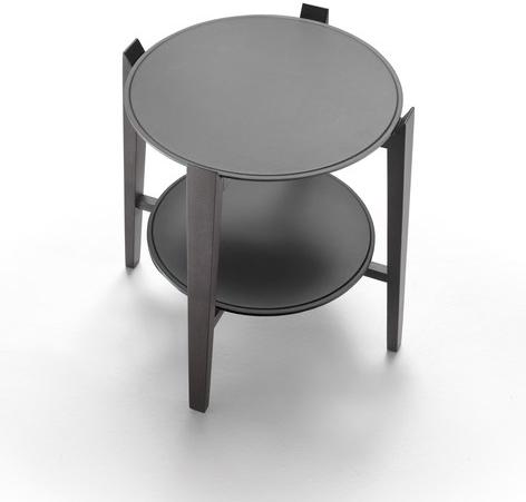 Flexform Круглый журнальный столик из орехового дерева с подносом и кожаной столешницей sun-id-1374741 - Вид №2