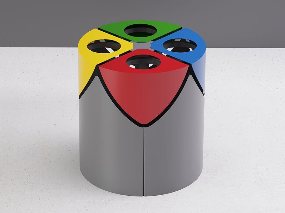 Корзина для мусора из листового металла для раздельного сбора DIMCAR KURT FOUR ARCH-00108927 - Вид №1