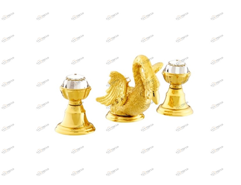 039241.A00.71 Раковина с тремя отверстиями и кристаллами swarovski swan series Античное серебро Mestre