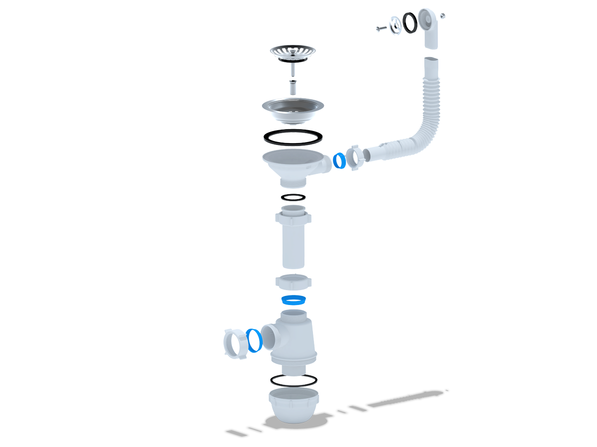 1-ый Сифон Ани Грот одинарный 3 1/2" с перел. и отводом Анипласт GRANFEST А 1042SP - Вид №2