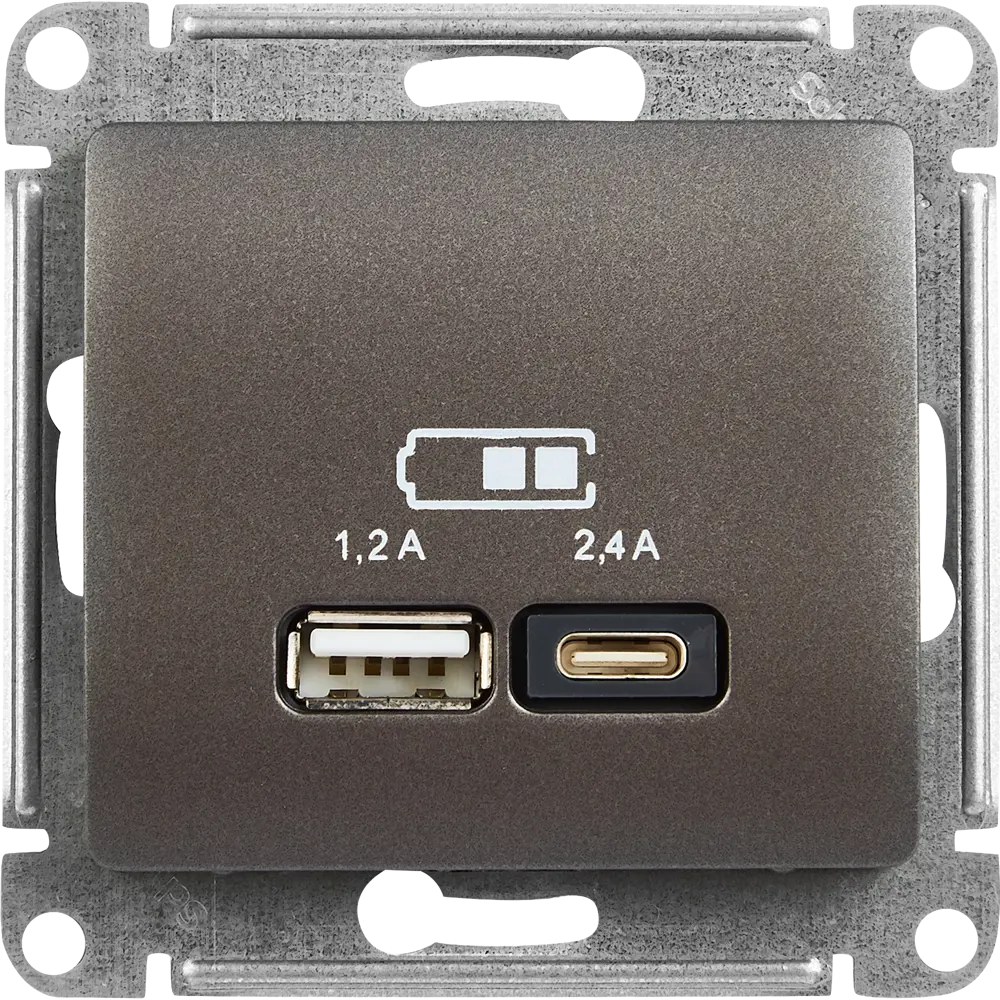 Розетка USB A+С встраиваемая Systeme Electric Glossa цвет графит STLM-2042636