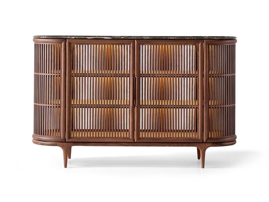 Шкаф из грецкого ореха со встроенным освещением Mobi груша ARCH-00092587