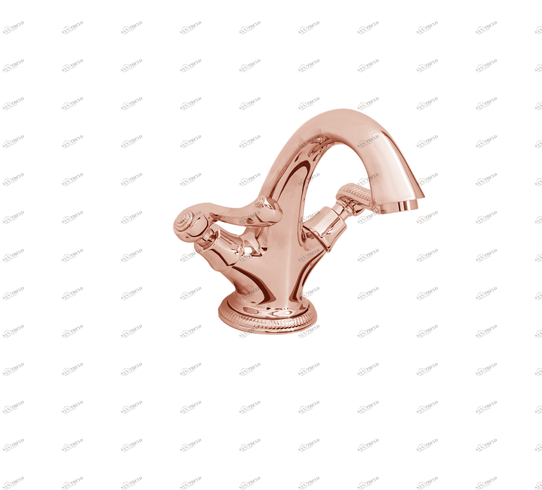 Gentry Home Смеситель для умывальника на три отверстия с выдвижным краном Tiffany Розовое золото GH101606