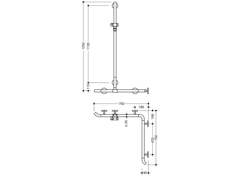 950.35.32099 Поручень для душа с выдвижным держателем для душа HEWI Greifen  - Вид №2