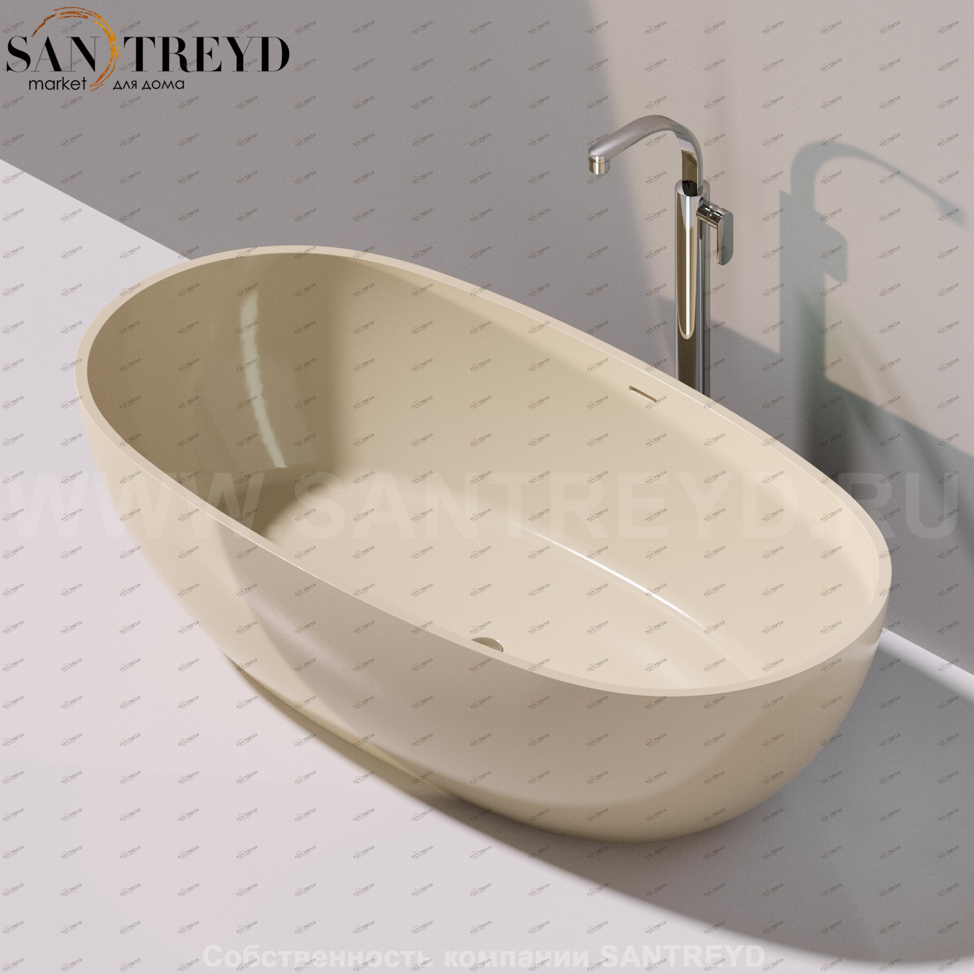 Flaminia APP Ванна свободностоящая 176 см бежевая AP176V.1015 Ceramica Flaminia AP176V1015