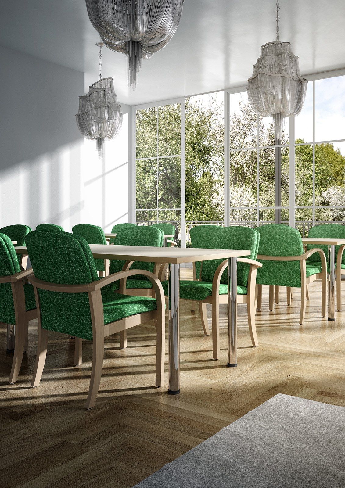 Стул из ламинированного дерева и ткани с подлокотниками Leyform Kali ARCH-00092448 - Вид №4