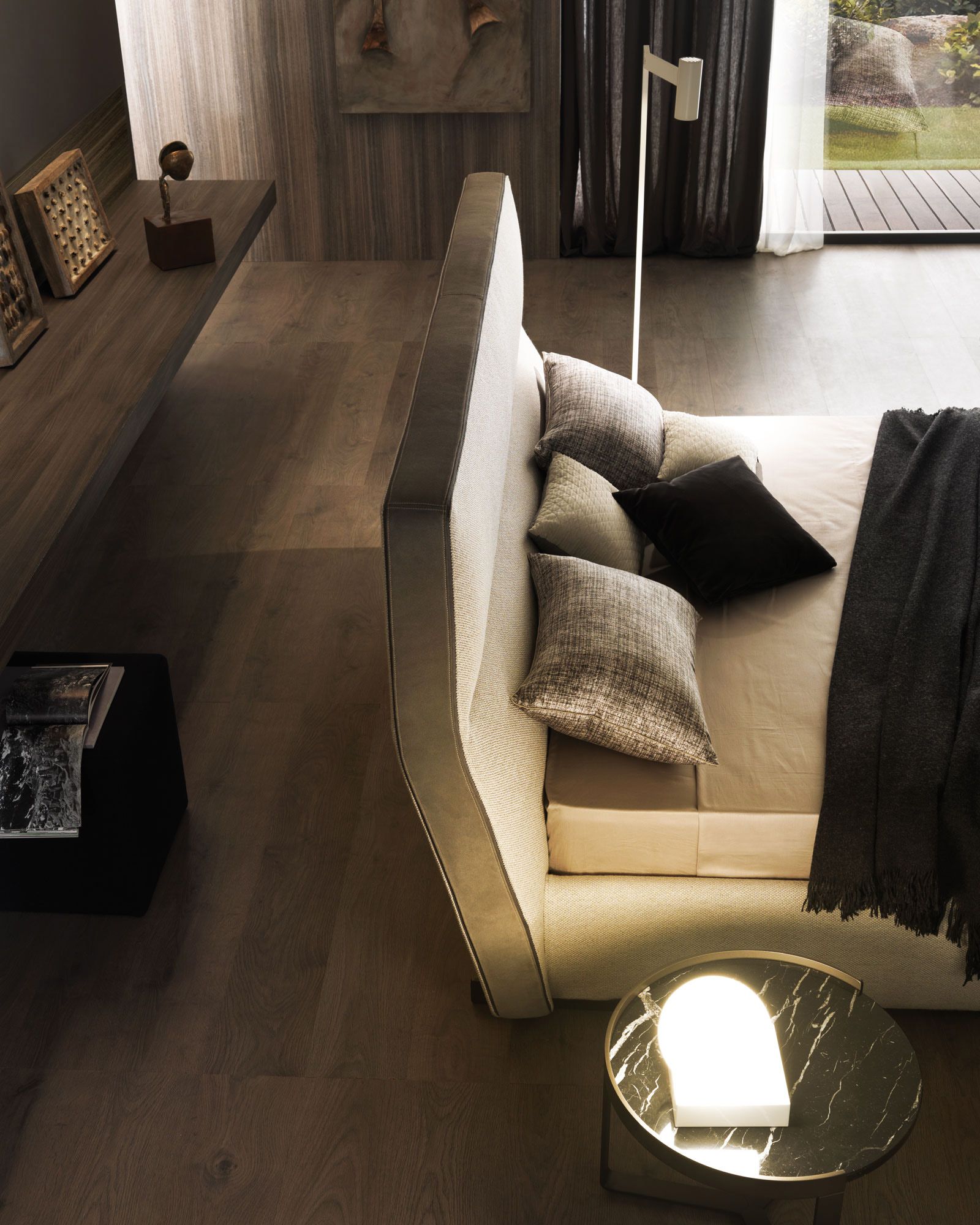 Двуспальная кровать-контейнер с мягким изголовьем MisuraEmme COSY ARCH-00040461 - Вид №3