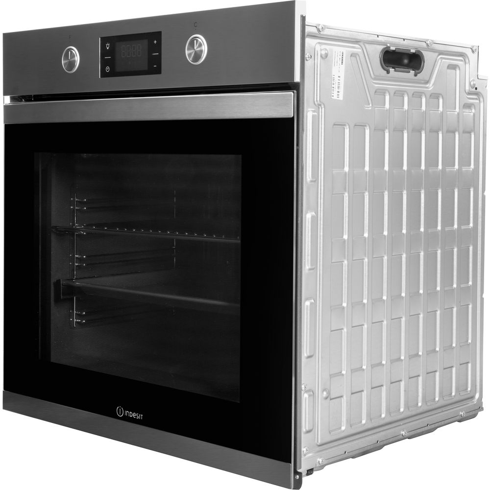 IFW 3844 JP IX Встраиваемые электрические духовки / 59.5х59.5x55.1 см, 71 л, гриль, 8 режимов; гриль, электронно-механическое управление; дисплей с элементами сенсорного управления; утапливаемые переключатели push-push, нержавеющая сталь Indesit Santreyd  - Вид №2