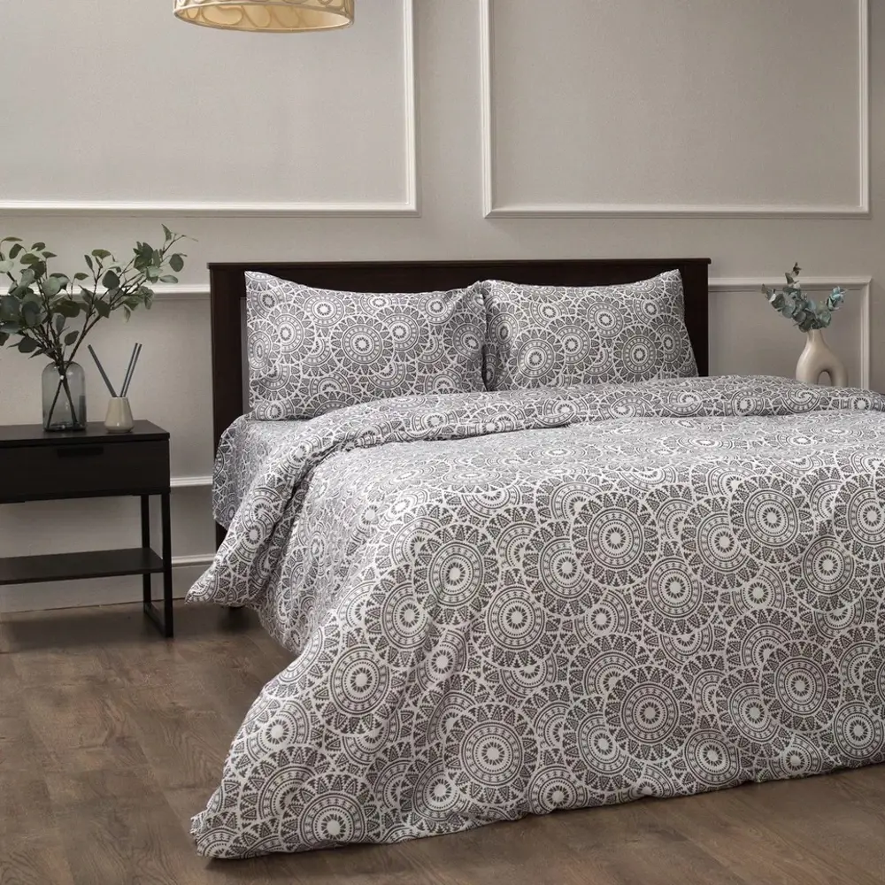 Комплект постельного белья Eclair Мульти евро полисатин дымчато-серый STLM-2118926 - Вид №4