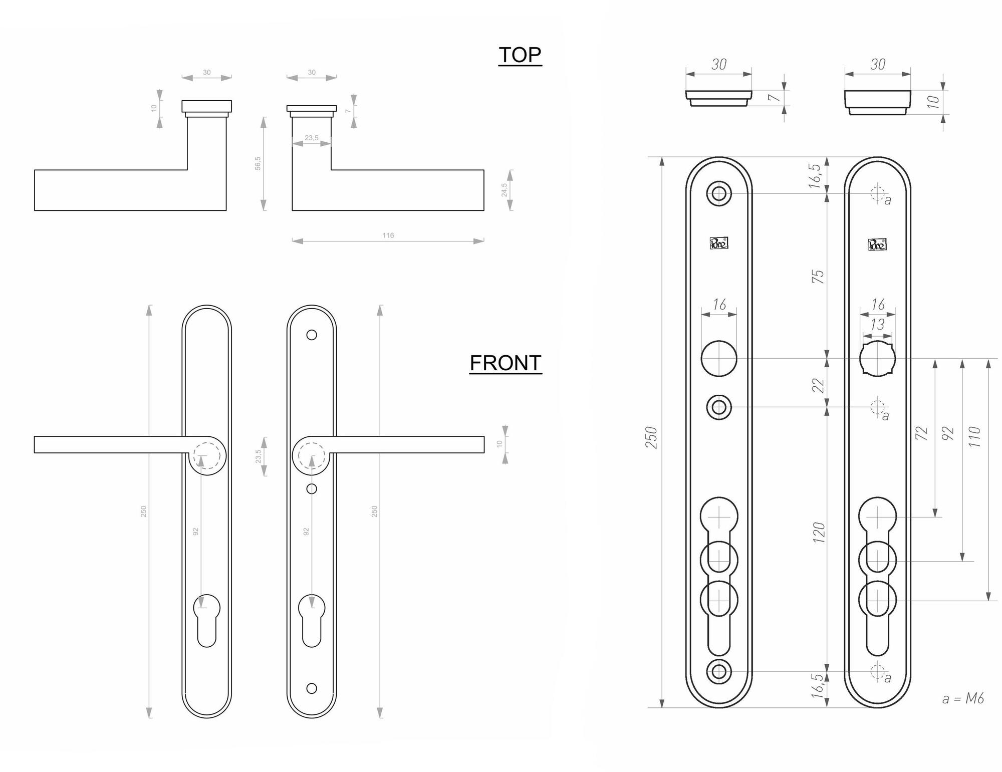 Dauby Ручка для металлических входных дверей Pure® 14924 - Вид №1