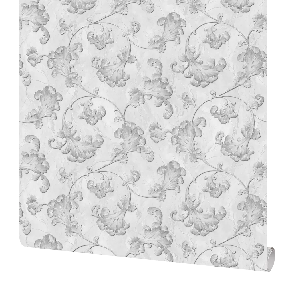 Обои флизелиновые Московская обойная фабрика Перри серые с вензельным рисунком 1.06 м 89423837 STLM-1574945