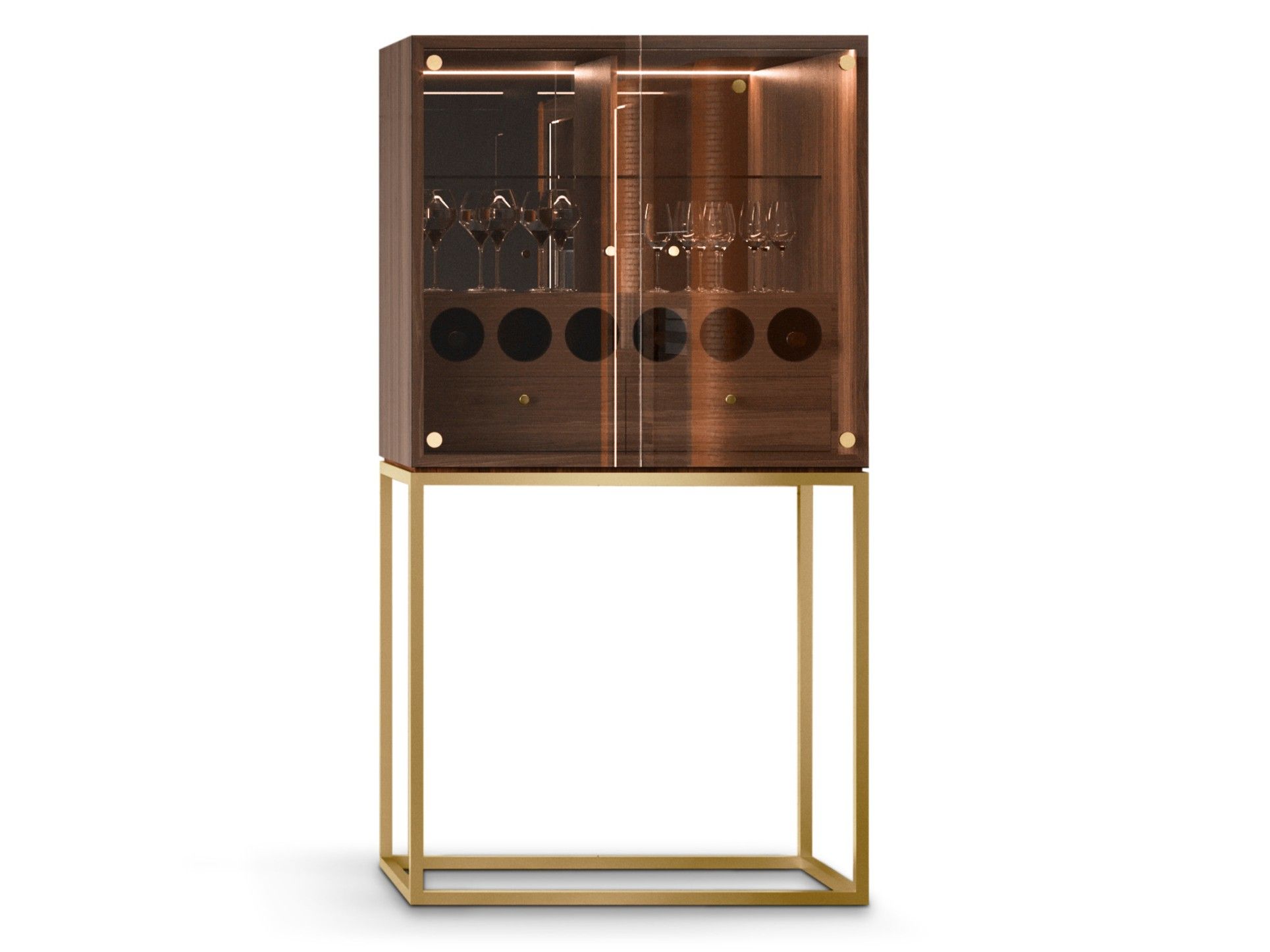 Деревянный и стеклянный барный шкаф со встроенным освещением Formitalia JEFFERY ARCH-00047074
