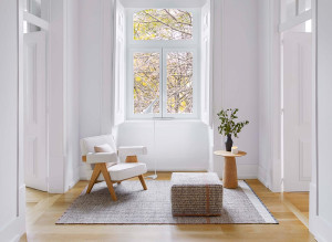 Прямоугольный ковер из шерсти, льна и хлопка