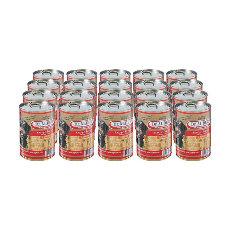 ПР0035362*20 Корм для собак Алдерс Гарант 80%рубленного мяса Птица 410г (упаковка - 20 шт) Dr. ALDER`s 