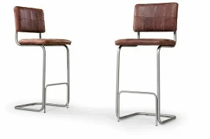 Jess Высокий консольный стул из кожи со спинкой Nelson