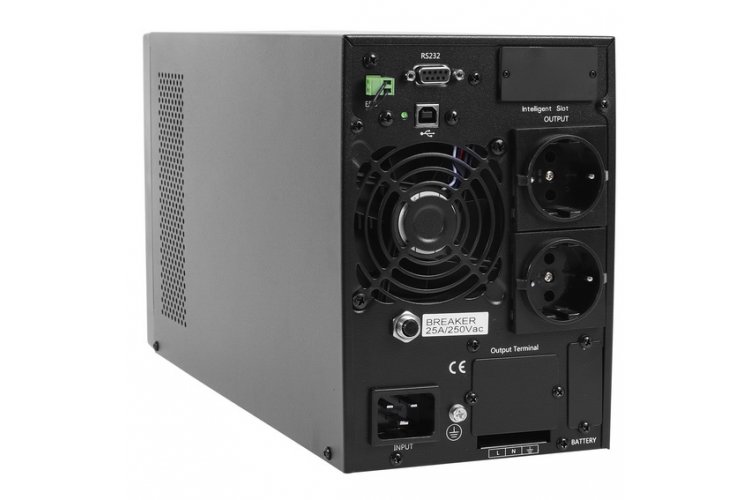 POWERMAN Online 3000 Plus Ups online 3000, lcd, dual conversion, 3000va, 2700w, 2 eurosockets with backup power, usb, rs232, snmp slot, rj11 / rj45 protection, external battery pack (not included), 215 х 315 х 475 mm, 8.9kg. POWERMAN Santreyd  - Вид №2